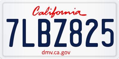 CA license plate 7LBZ825