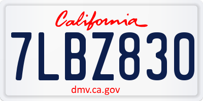 CA license plate 7LBZ830