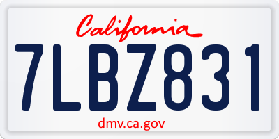 CA license plate 7LBZ831