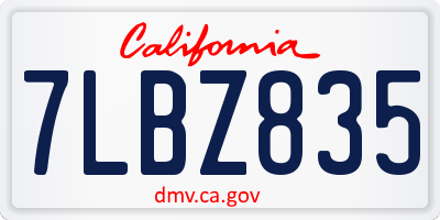 CA license plate 7LBZ835