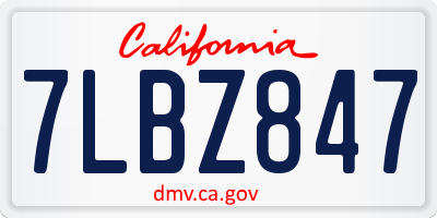 CA license plate 7LBZ847