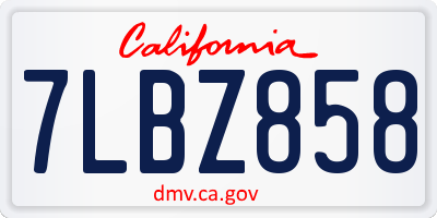 CA license plate 7LBZ858