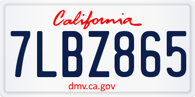 CA license plate 7LBZ865
