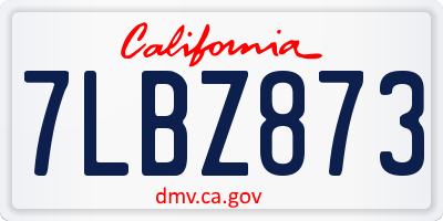 CA license plate 7LBZ873