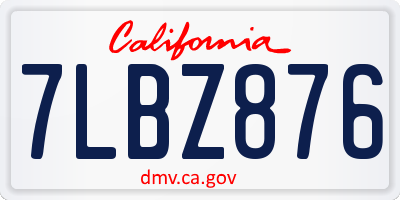 CA license plate 7LBZ876