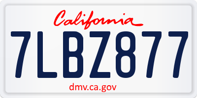 CA license plate 7LBZ877