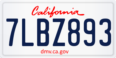 CA license plate 7LBZ893