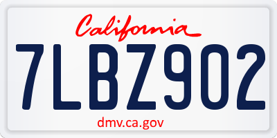 CA license plate 7LBZ902