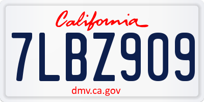 CA license plate 7LBZ909