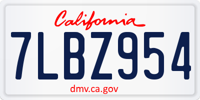 CA license plate 7LBZ954