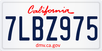 CA license plate 7LBZ975