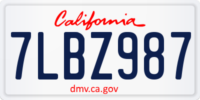 CA license plate 7LBZ987