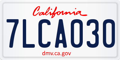 CA license plate 7LCA030
