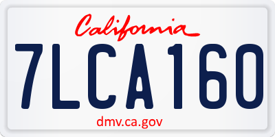 CA license plate 7LCA160