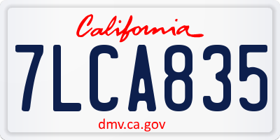 CA license plate 7LCA835