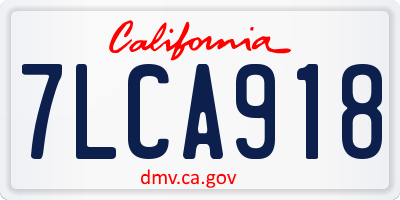 CA license plate 7LCA918