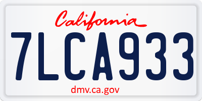CA license plate 7LCA933