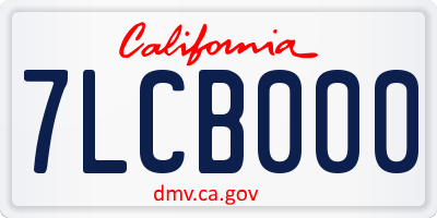 CA license plate 7LCB000