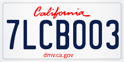 CA license plate 7LCB003