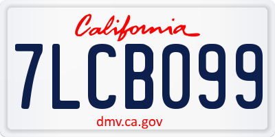 CA license plate 7LCB099