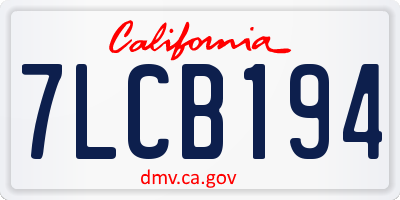 CA license plate 7LCB194
