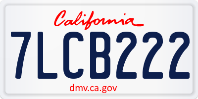 CA license plate 7LCB222