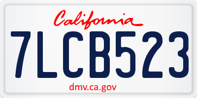 CA license plate 7LCB523