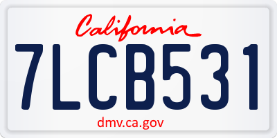 CA license plate 7LCB531