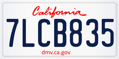 CA license plate 7LCB835