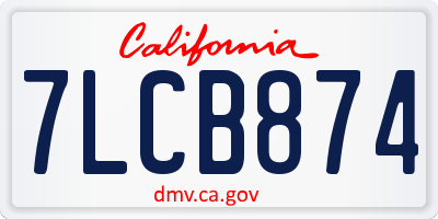 CA license plate 7LCB874