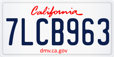 CA license plate 7LCB963