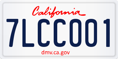 CA license plate 7LCC001