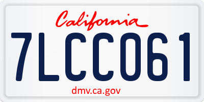 CA license plate 7LCC061