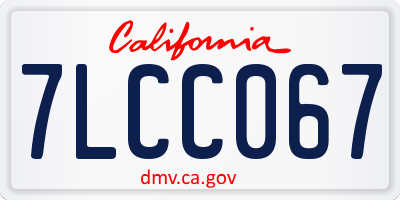 CA license plate 7LCC067