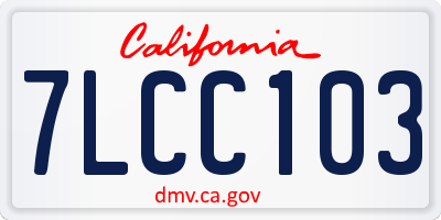 CA license plate 7LCC103