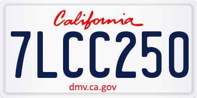 CA license plate 7LCC250