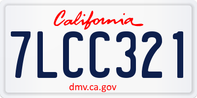 CA license plate 7LCC321