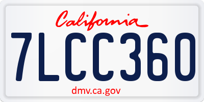 CA license plate 7LCC360