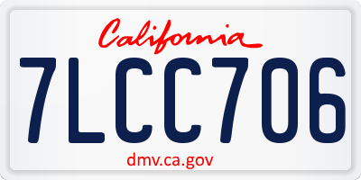 CA license plate 7LCC706