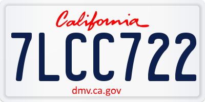CA license plate 7LCC722