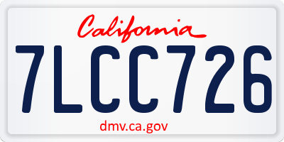 CA license plate 7LCC726