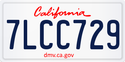 CA license plate 7LCC729