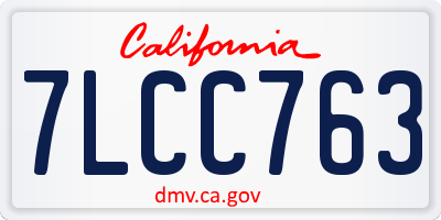 CA license plate 7LCC763