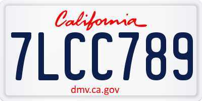 CA license plate 7LCC789
