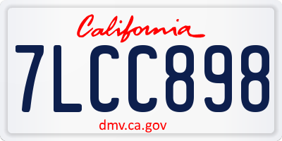 CA license plate 7LCC898