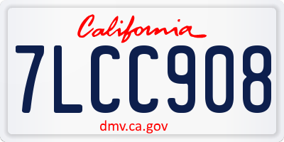 CA license plate 7LCC908