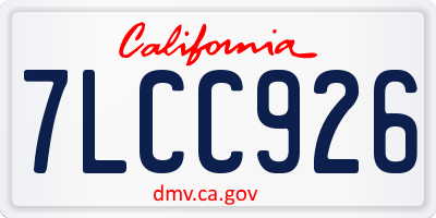 CA license plate 7LCC926