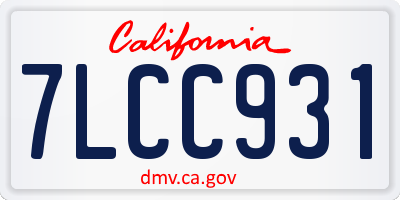 CA license plate 7LCC931