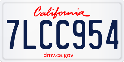 CA license plate 7LCC954