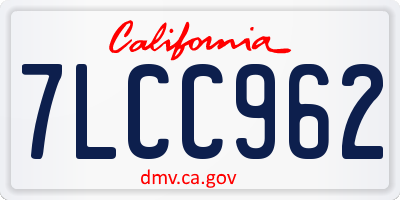 CA license plate 7LCC962